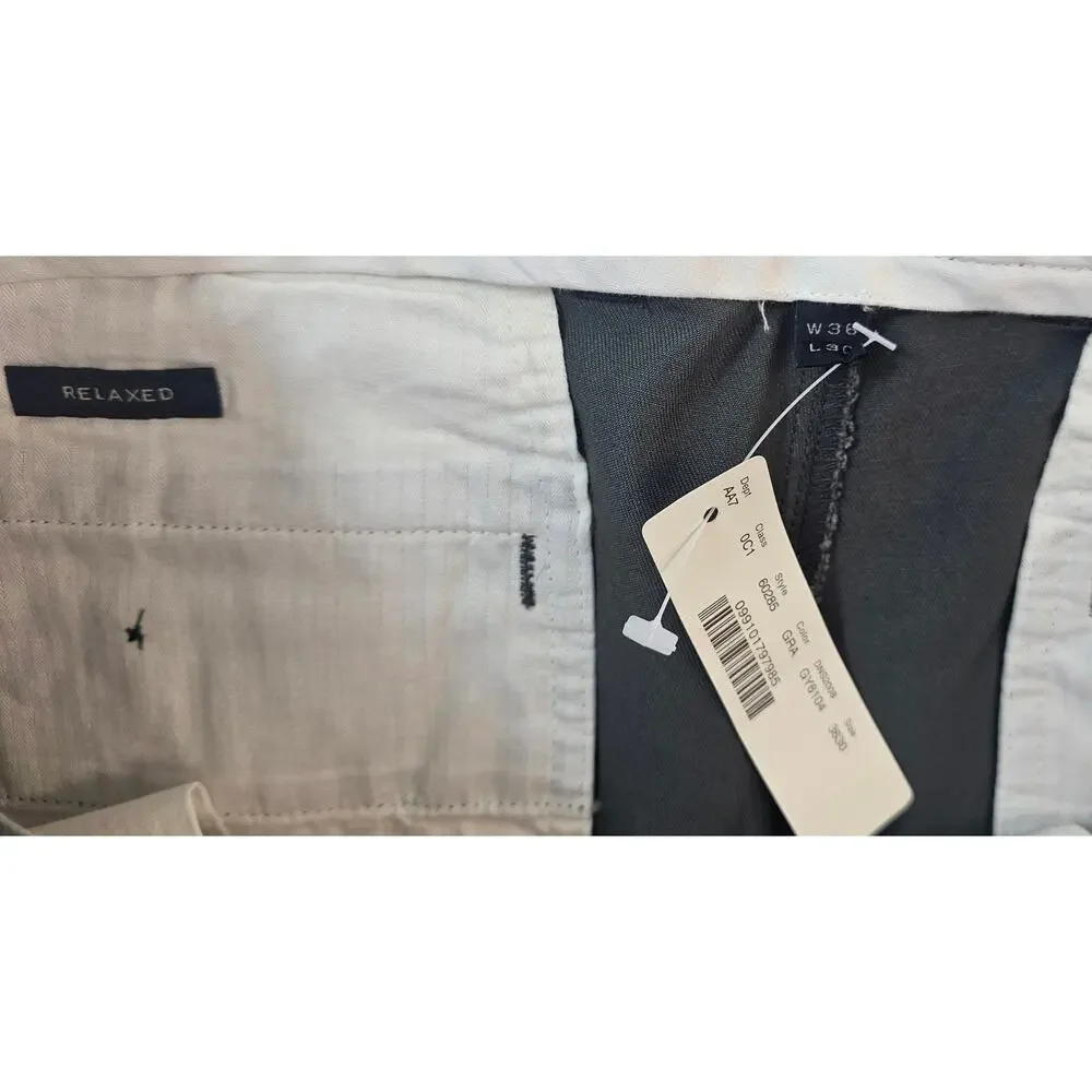 NWT 36 x 30 j crew grey relaxed fit 100% cotton work career business slacks read